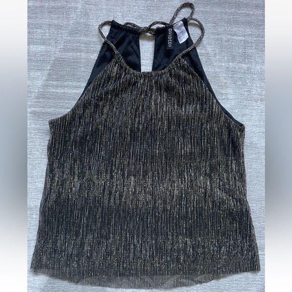 H&M Divided Sleeveless Swing Halter Tank With Gold Silver Glitter Women’s Size 2 - Picture 1 of 6